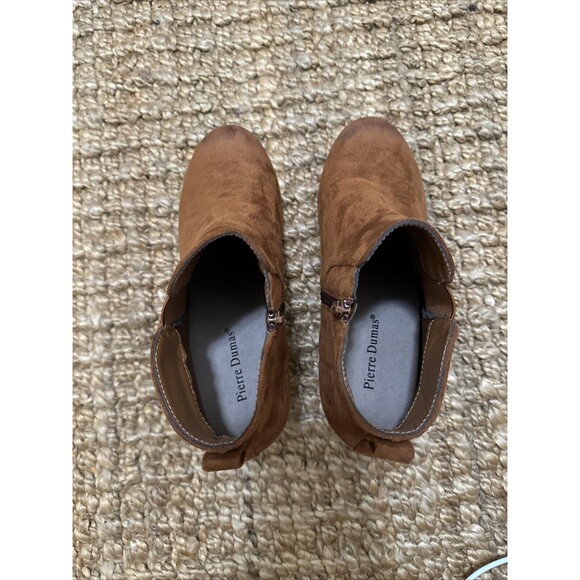 Pierre Dumas Boots Womens Size 10 Suede Tan Ankle Zip Wedge Booties - Picture 9 of 11